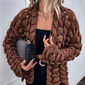 SHEIN Drop Shoulder Open Knit Duster Cardigan